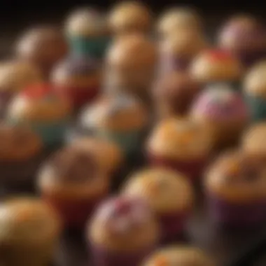 Diverse Designs of Paper Muffin Cups Elegant display of assorted paper muffin cups showcasing their vibrant designs and textures