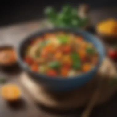 Nutrient-Rich Vegetarian Dish A vibrant bowl of prepared vegetarian dish highlighting nutritional variety