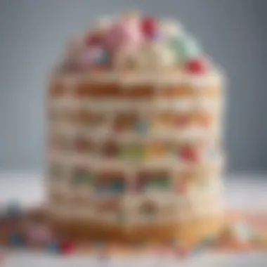 Close-up of confetti ice cream cake layers revealing textures and colors