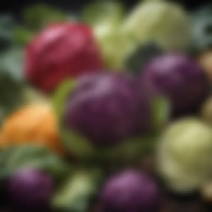 An array of colorful ingredients accompanying cabbage for a balanced meal