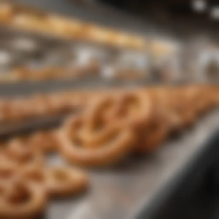A vibrant food court scene showcasing the popularity of Costco pretzels among diverse shoppers.