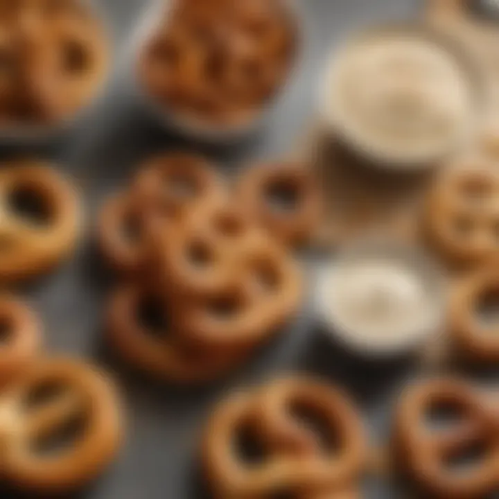An assortment of Costco pretzels paired with various dips, highlighting their versatility as a snack.