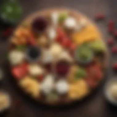 Beautifully Styled Cheese Platter A beautifully styled cheese platter with garnishes and dips