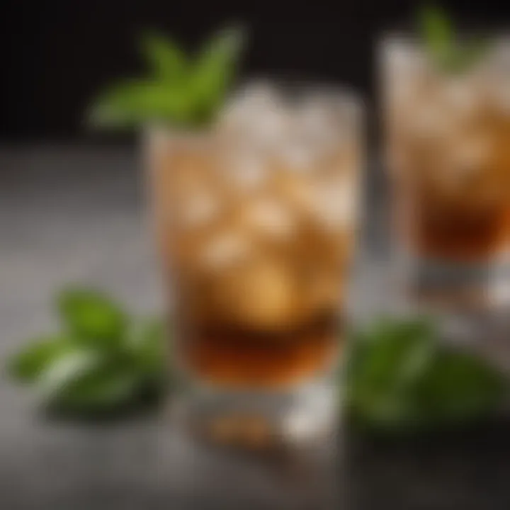 A refreshing mint julep cocktail garnished with fresh mint leaves, served in an elegant glass.