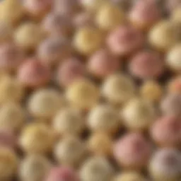 An assortment of buttercream frosting in various colors and textures
