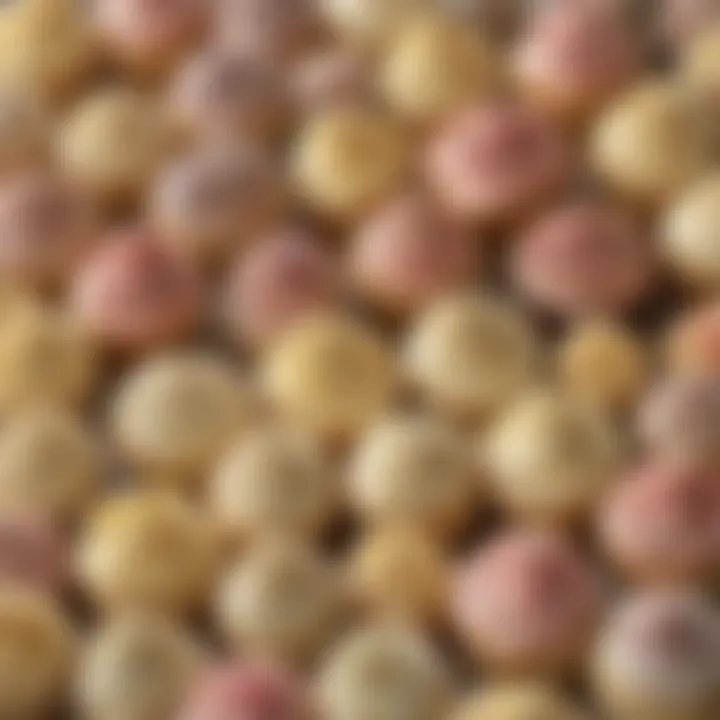 An assortment of buttercream frosting in various colors and textures