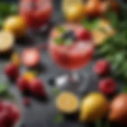 A vibrant array of fresh fruits and herbs for mocktail crafting