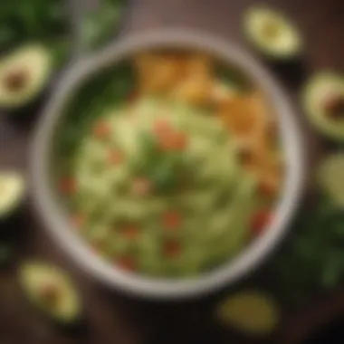 A bowl of fresh guacamole topped with herbs