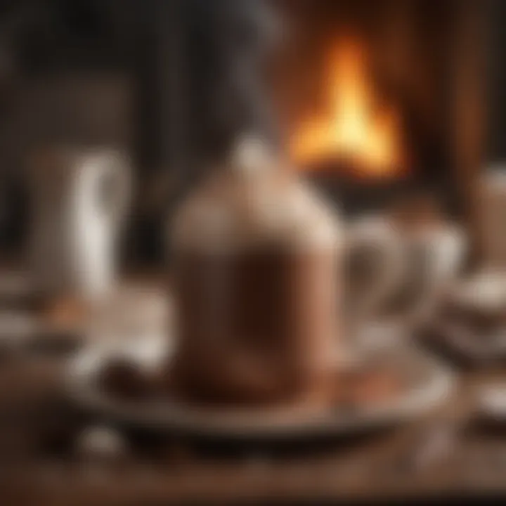 Steaming mug of homemade hot chocolate on a cozy table