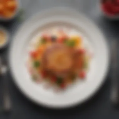 Artful presentation of a well-balanced 600-calorie dish on a plate