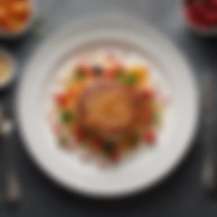 Artful presentation of a well-balanced 600-calorie dish on a plate
