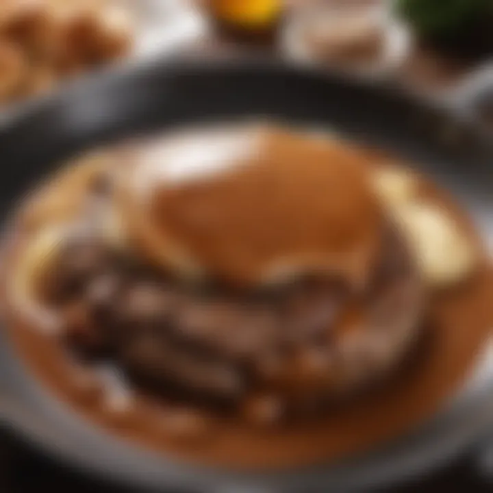 Rich brown gravy in a skillet