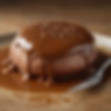 The smooth and velvety texture of expertly made brown gravy Velvety texture of brown gravy