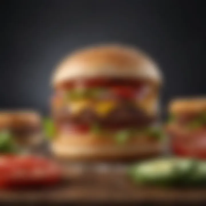 Deliciously assembled hamburger with fresh toppings and a toasted bun