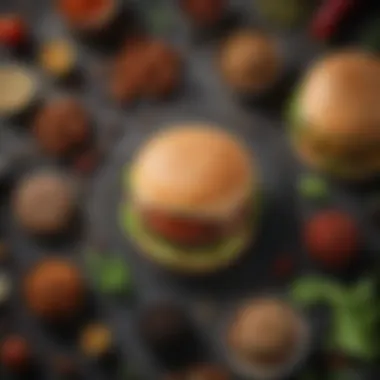 Assortment of spices and herbs for seasoning hamburger patties