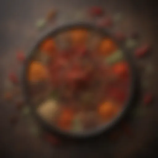 A vibrant assortment of spices used in chili blends
