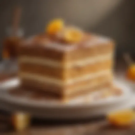 A beautifully layered Czech honey cake showcasing rich textures