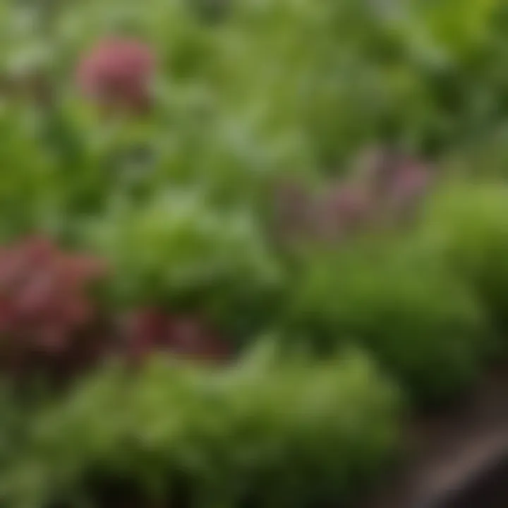 Close-up of fresh herbs and microgreens, emphasizing their vibrant colors and textures