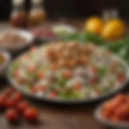 A vibrant display of fresh ingredients for hot chicken salad.