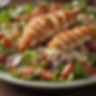 A close-up of the hot chicken salad highlighting its textures.