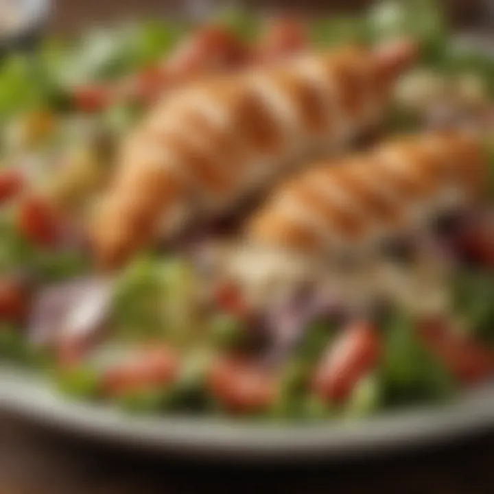 A close-up of the hot chicken salad highlighting its textures.