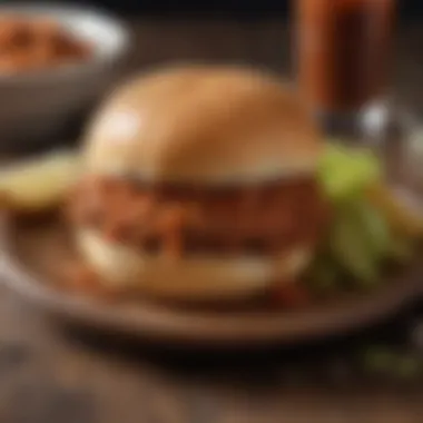 A Deliciously Served Sloppy Joe A vibrant Sloppy Joe served on a rustic plate
