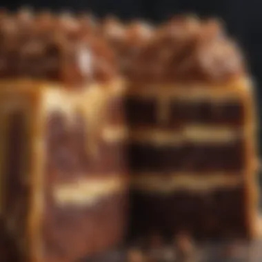 A cross-section of a moist vegan cake showcasing its rich texture.