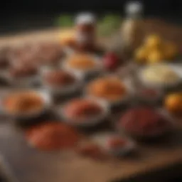 A variety of ingredients for BBQ sauce laid out on a table