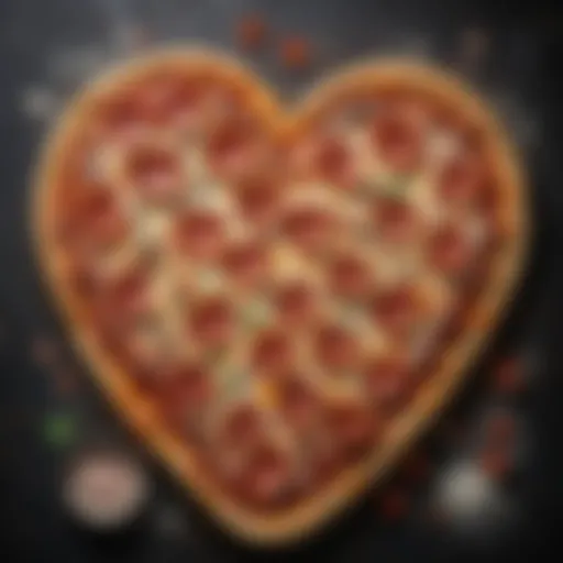 A beautifully shaped heart pizza fresh out of the oven