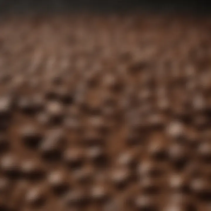 Close-up of freshly ground coffee beans ready for brewing.