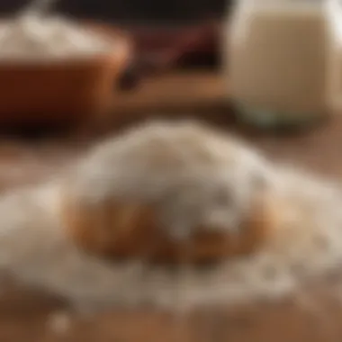 Close-up of flour and water, the essential ingredients for making a sourdough starter.