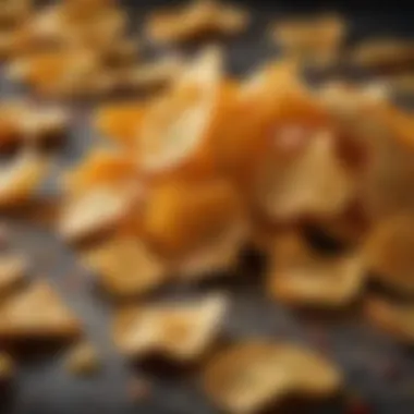 Texture and Color of Crispy Low Carb Vegan Chips A close-up of crispy low carb vegan chips highlighting their texture and color