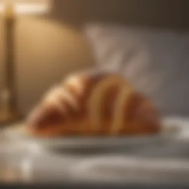 A croissant night light on a bedside table, providing soft illumination