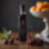 Organic apricot balsamic vinegar bottle with cherries