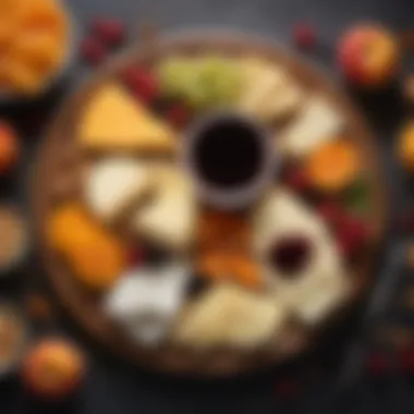 Cheese and Fruit Platter with Apricot Balsamic Vinegar Apricot balsamic vinegar paired with cheeses and fruits
