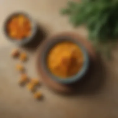 Turmeric in a Health Meal A serene setting with turmeric incorporated into a health-focused meal
