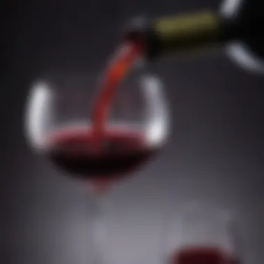 Close-up of wine pour illustrating the rich color and quality of Aykroyd's wines.