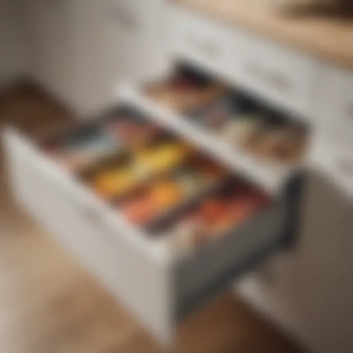 Efficient pull-out drawers maximizing deep cupboard space.