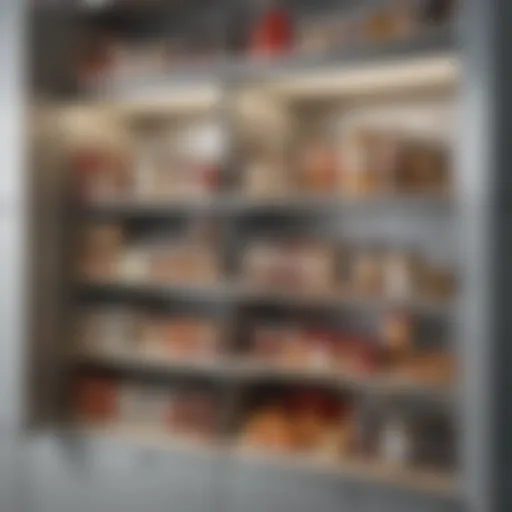 Stylish deep cupboard showcasing innovative tiered shelving organization.