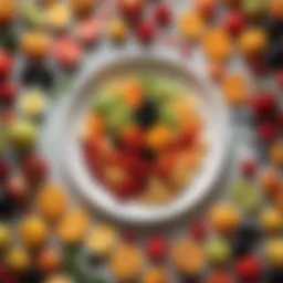 A vibrant assortment of reflux-friendly fruits and vegetables arranged artfully on a plate.