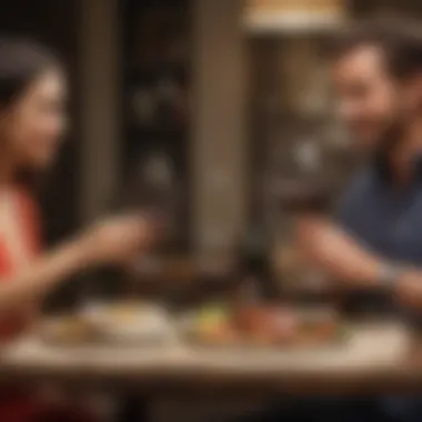 Couple enjoying a wine pairing with a homemade meal