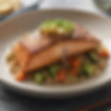 Flavorful Grilled Salmon with Quinoa Grilled salmon served with a side of quinoa and steamed vegetables