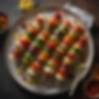 Stylish Vegetable Skewers: A Fresh Option Freshly made vegetable skewers arranged in a stylish manner