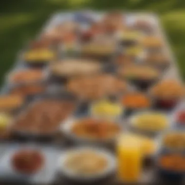 Tailgate Feast: A Vibrant Array of Cold Dishes Colorful spread of cold tailgate dishes on a picnic table