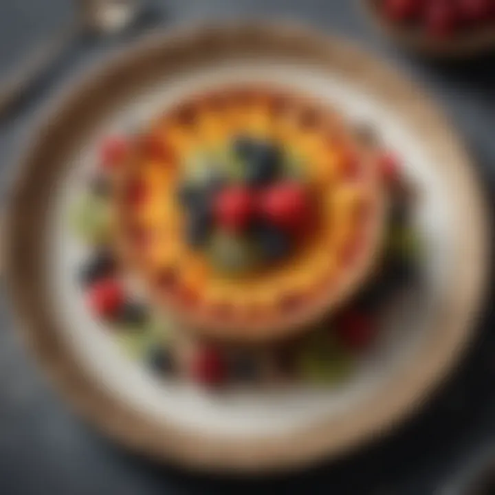 Decadent fruit tarts arranged beautifully on a decorative plate.