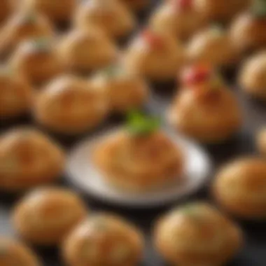 Mini Savory Pastries A plate of crispy, golden-brown mini pastries filled with savory ingredients