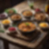 A vibrant spread of easy-to-make dishes on a rustic wooden table.