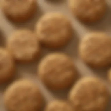 Freshly Baked Peanut Butter Cookies A close-up of freshly baked peanut butter cookies with a golden brown surface and a crisscross pattern on top.