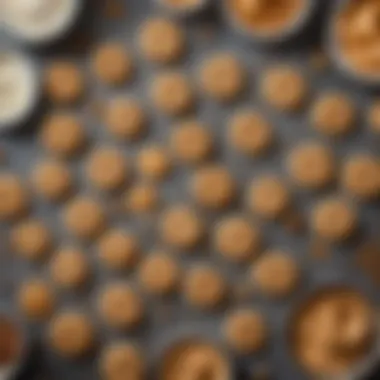 A colorful array of ingredients including peanut butter, sugar, and flour laid out on a countertop ready for baking.