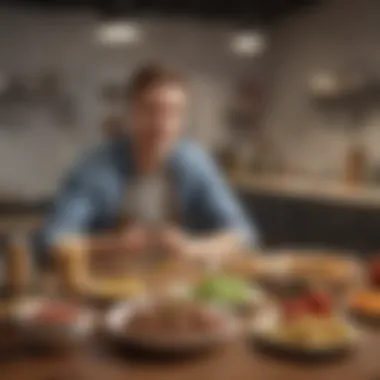 A busy professional enjoying a meal at their workspace.